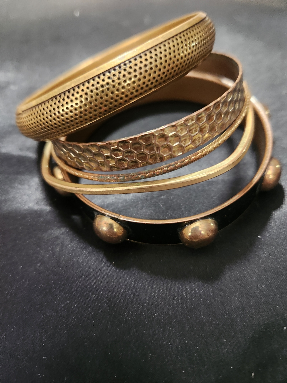 Stackable Gold-Tone Mixed Bangle Bracelet Set - Women Jewelry